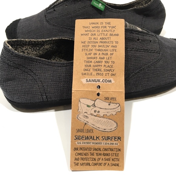 SANUK RUNAROUND LACELESS SIDEWALK SNEAKER -CHARCOAL -WOMEN US 5 /YOUTH US 3 -NEW - Picture 7 of 10